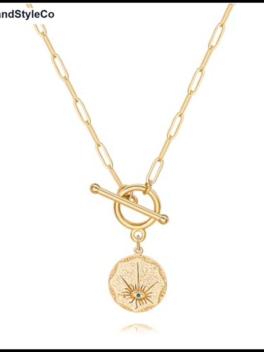 18K Gold Plated Evil Eye Turquoise Cross Pendant Necklace Women's Toggle Clasp